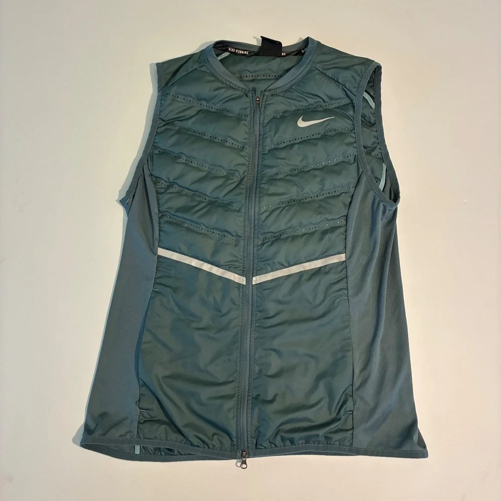 Nike AeroLoft Womens Medium Running Vest Teal Down Insulated Puffer Active